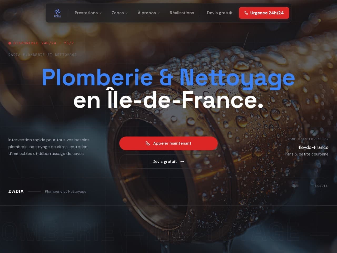 Site web de Dadia Plomberie réalisé par Asap Studio
