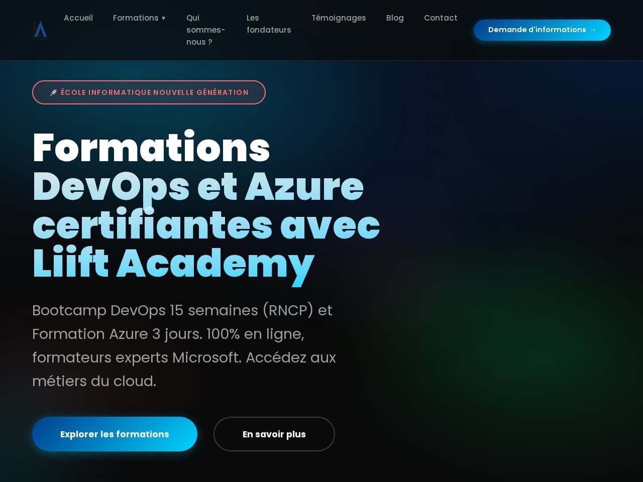 Site web de Liift Academy réalisé par Asap Studio