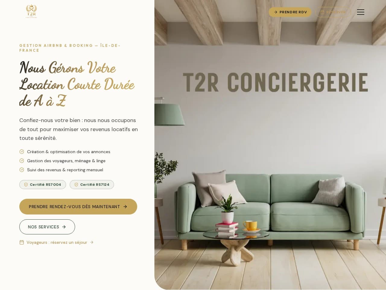 Site web de T2R Conciergerie réalisé par Asap Studio