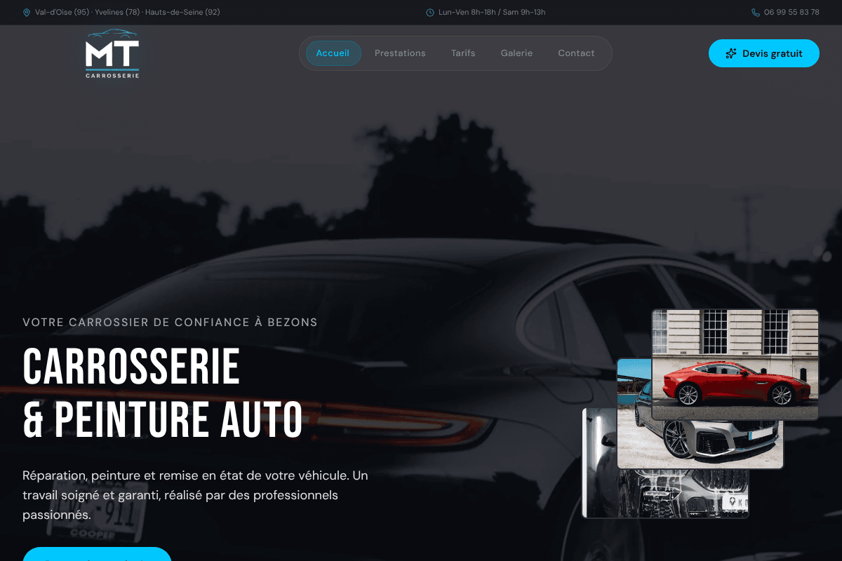 Site web de Ton Carrossier réalisé par Asap Studio
